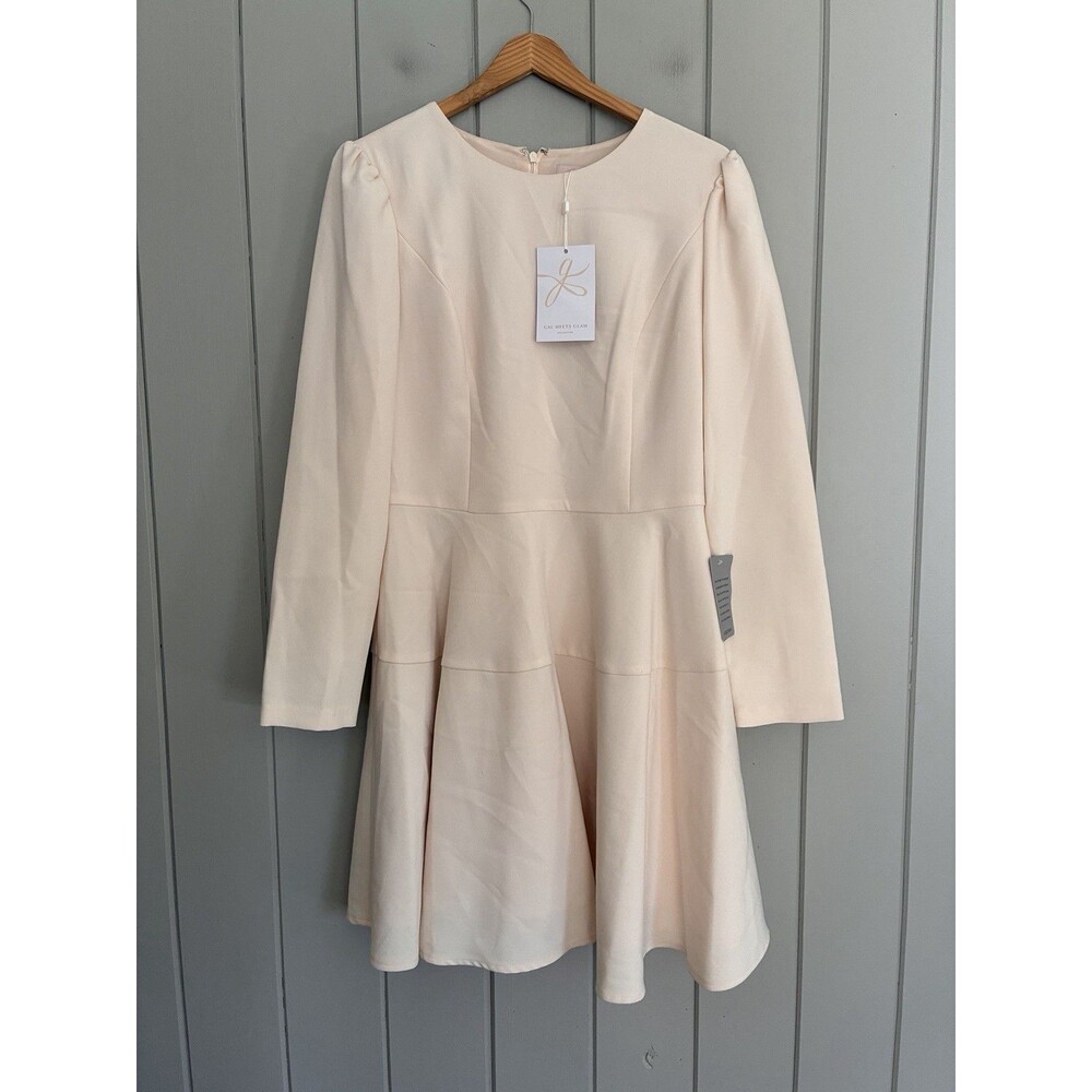 NWT Gal Meets Glam Celeste Dress 12 Cream Long Sleeve Fit & Flare NEW